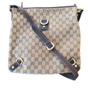 Gucci Brown and Beige GG Canvas Crossbody Bag